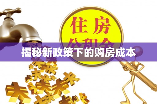武侯揭秘新政策下的购房成本